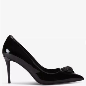 Kurt Geiger Belgravia eagle head-embellished patent-leather courts